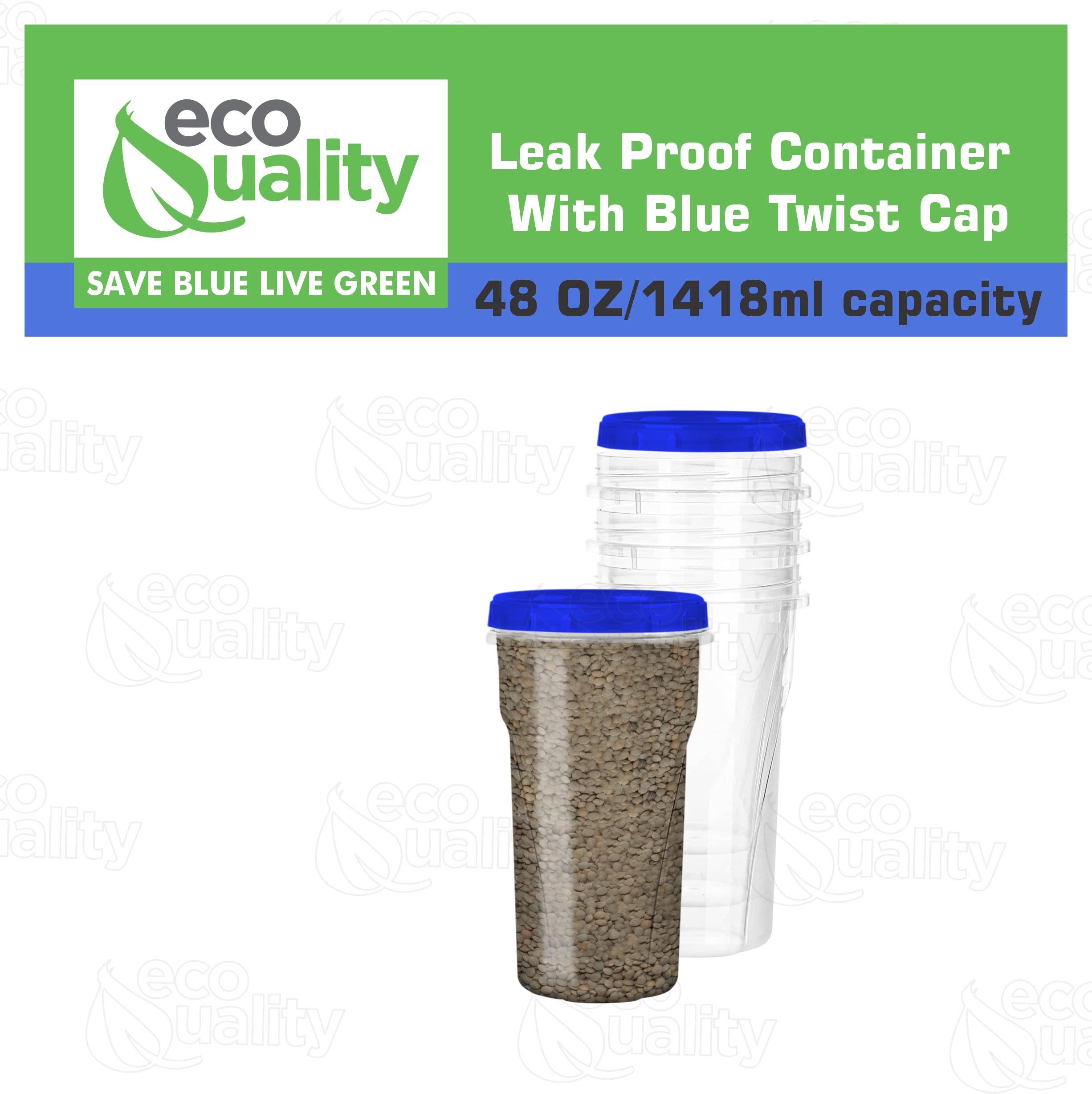 (4 Pack) 48Oz Twist Top Storage Deli Containers - Bpa Free Snack Containers Airtight Reusable Plastic Food Storage Canisters Wit